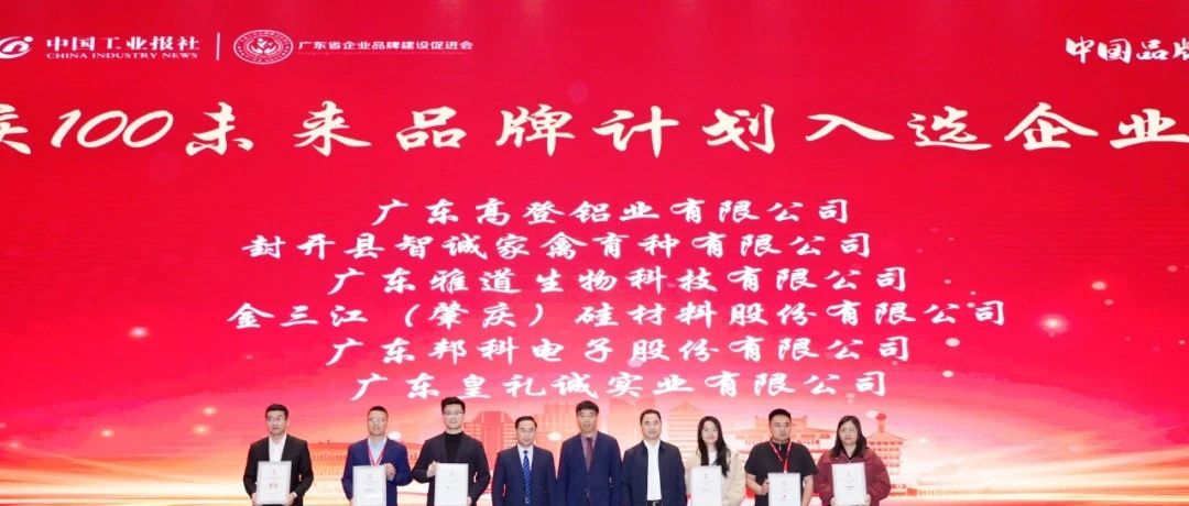 立民族志氣?創世界名牌?|?高登鋁業入選肇慶?100?未來品牌計劃榜單，位列第?20?位